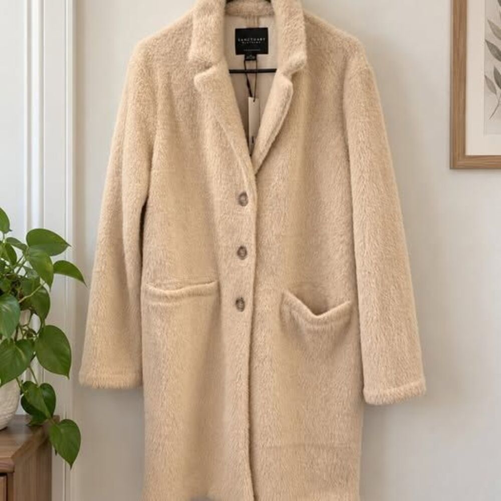 Sanctuary Hometown Faux Fur Jacket - Medium Ivory Teddy Coat